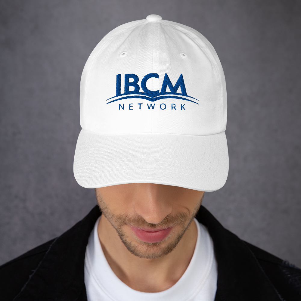 Baseball cap unisex blue logo - IBCM Network/UiM (Unity is Mission) (White)