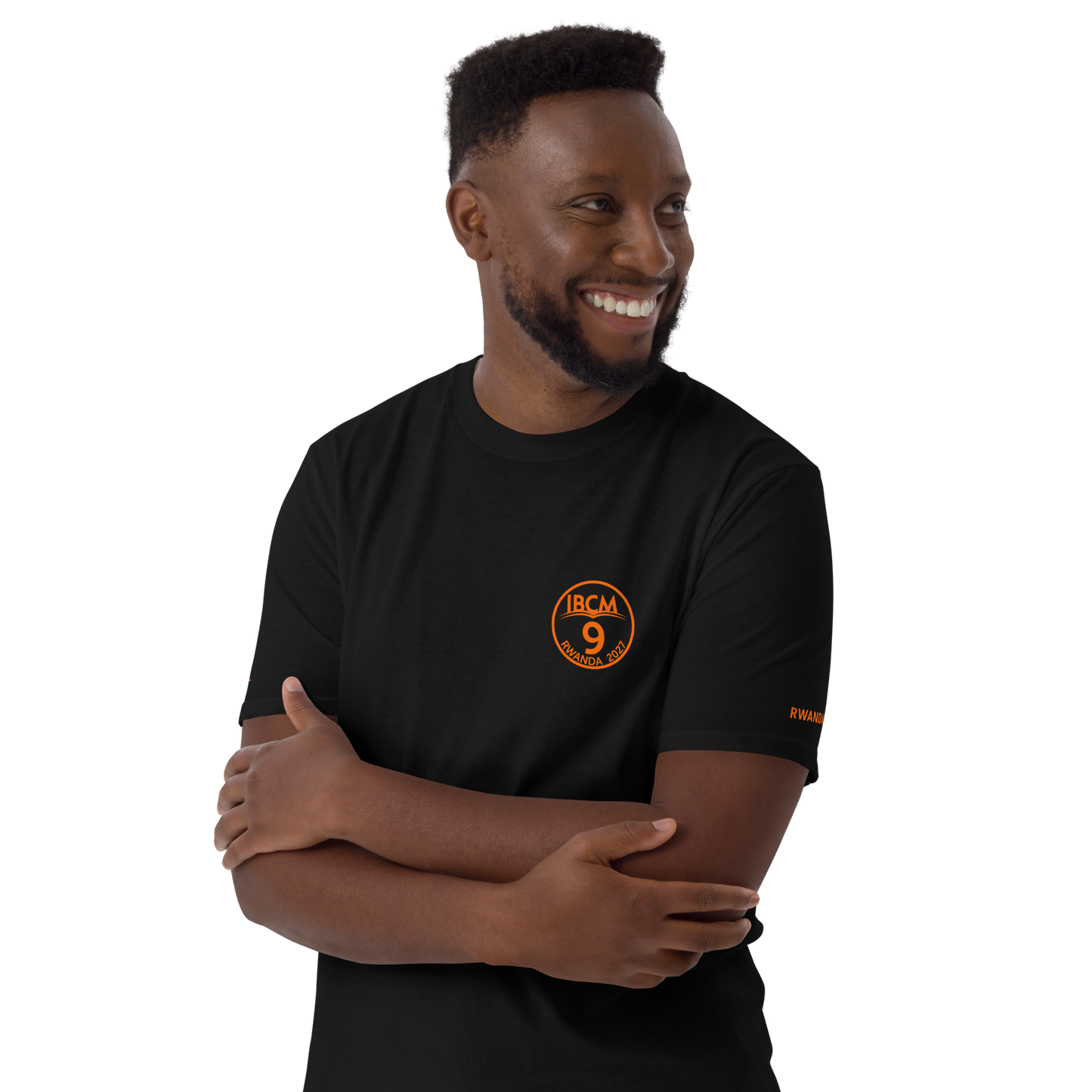 Short-Sleeve Unisex T-Shirt orange logo - IBCm9/Rwandaful (black/white)