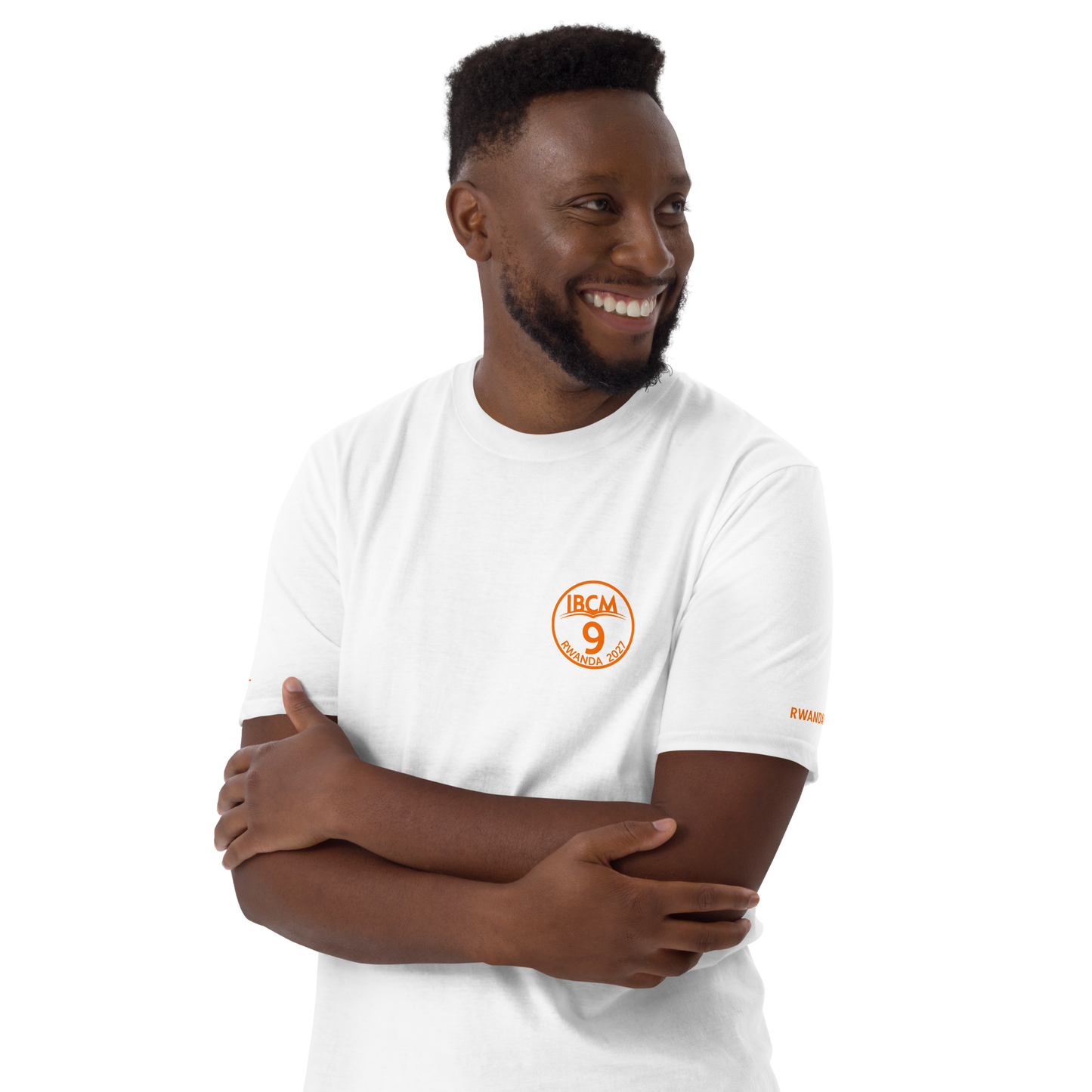 Short-Sleeve Unisex T-Shirt orange logo - IBCm9/Rwandaful (black/white)