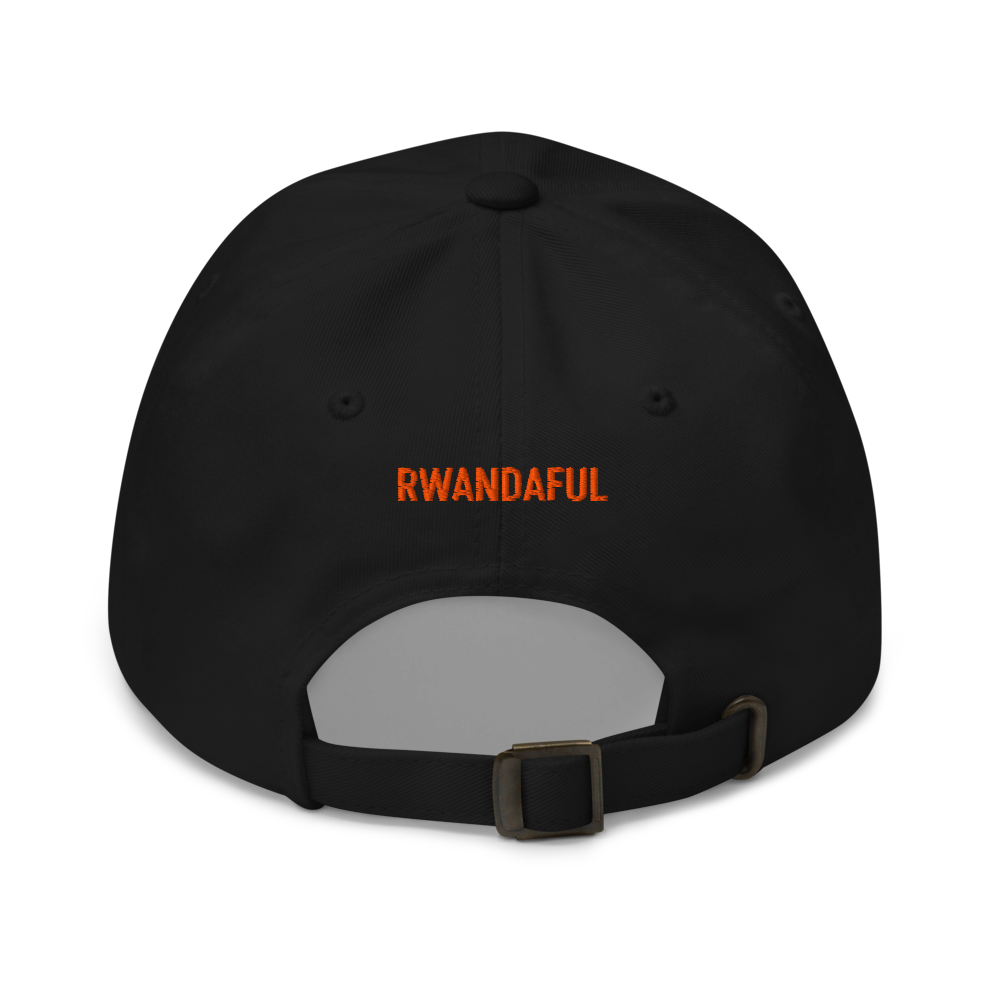 Baseball cap unisex orange logo - IBCM9/Rwandaful (black/white)